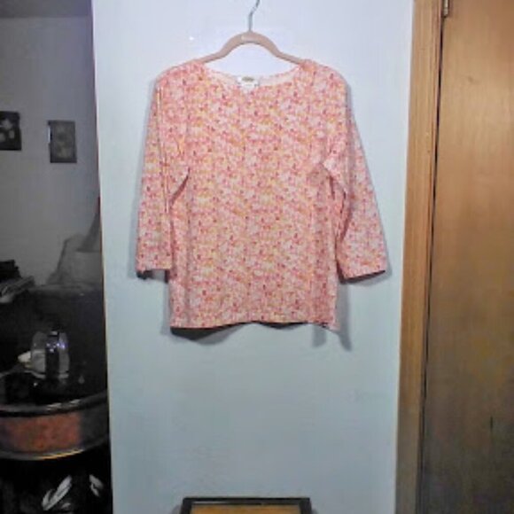 Talbots knit 3/4 sleeve fuchsia Top with Hearts Size L - Picture 9 of 13